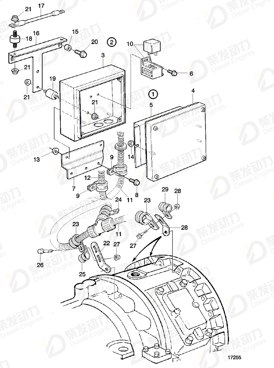 volvo penta Attaching bar 3828458 Drawing